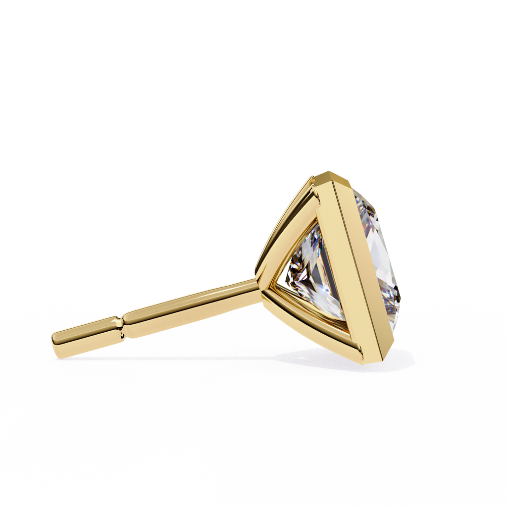 Princess cut Lab Diamond Bezel Set Earrings