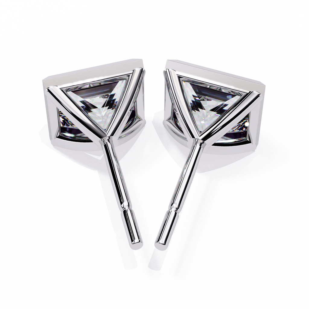 Princess cut Lab Diamond Bezel Set Earrings