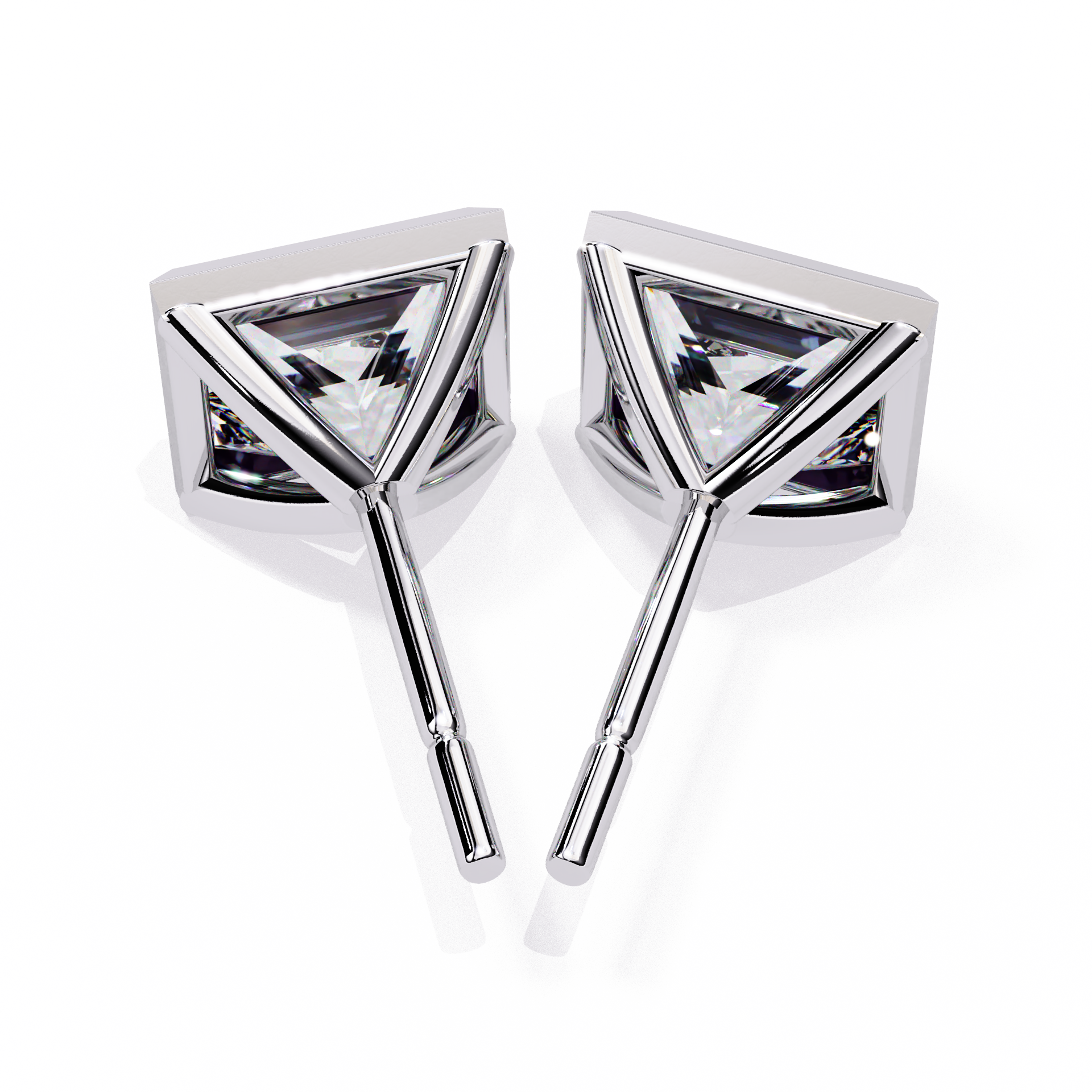 Princess cut Lab Diamond Bezel Set Earrings