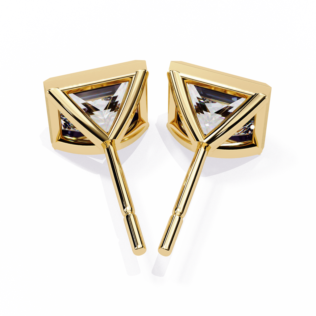 Princess cut Lab Diamond Bezel Set Earrings