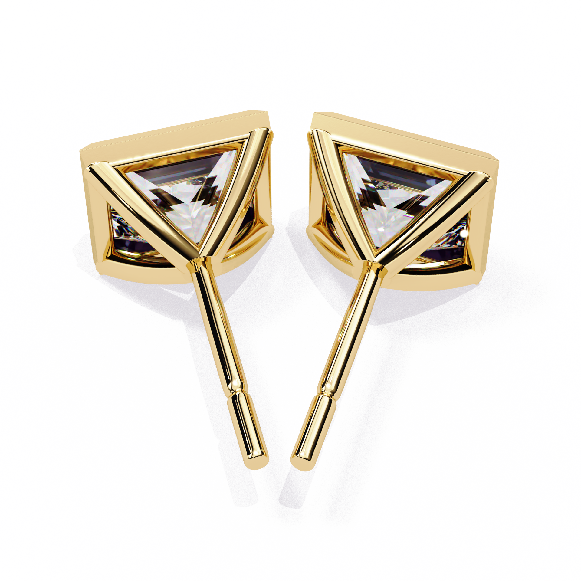 Princess cut Lab Diamond Bezel Set Earrings