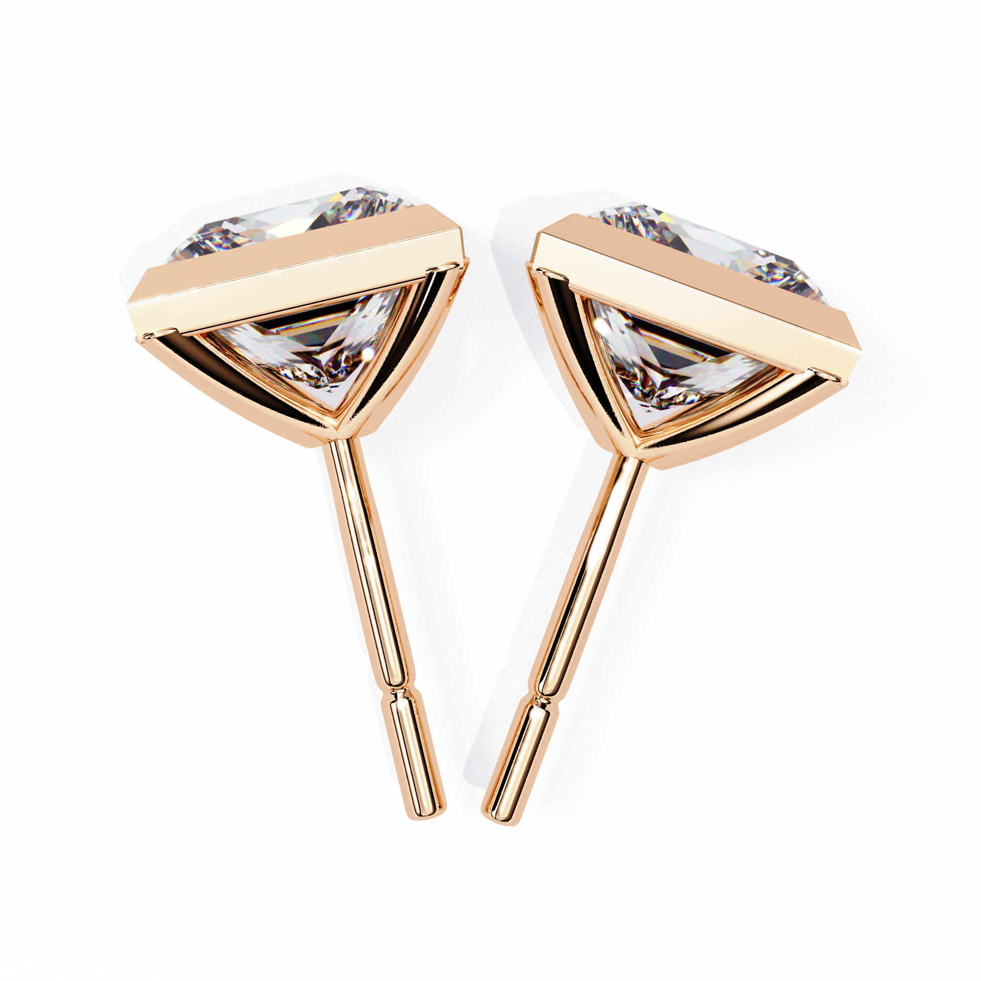 Princess cut Lab Diamond Bezel Set Earrings