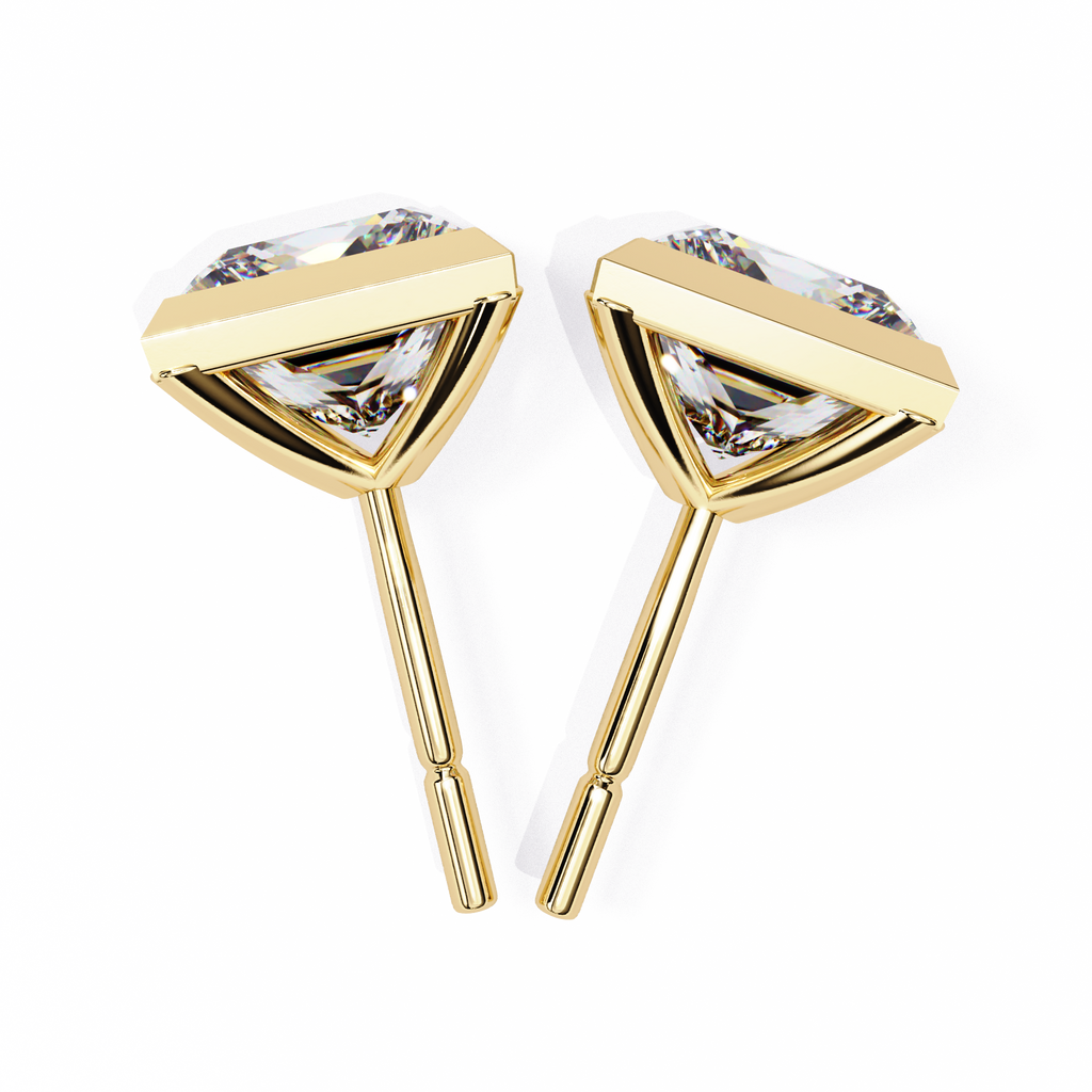 Princess cut Lab Diamond Bezel Set Earrings