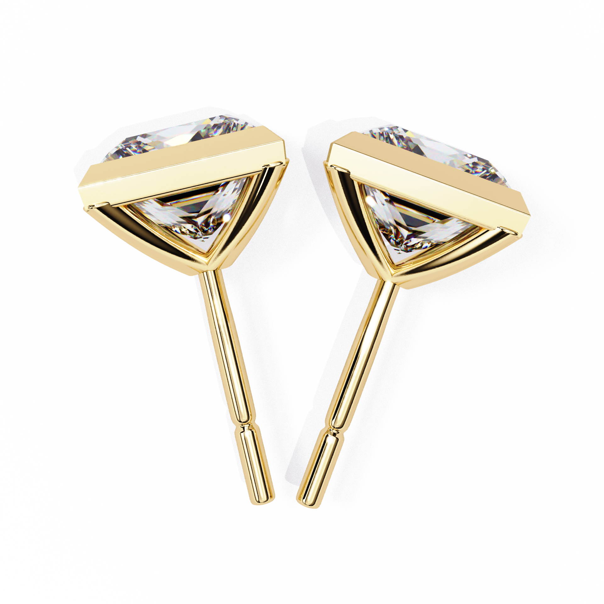 Princess cut Lab Diamond Bezel Set Earrings