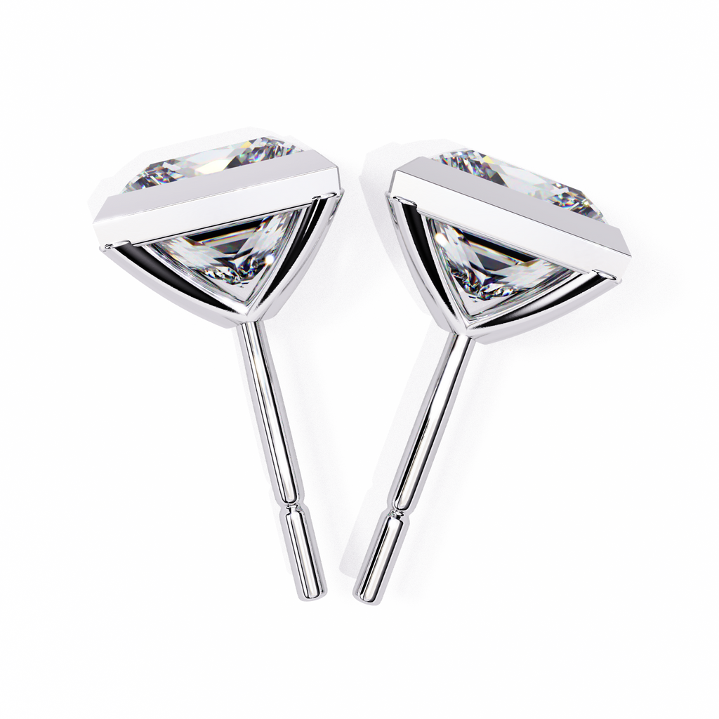 Princess cut Lab Diamond Bezel Set Earrings