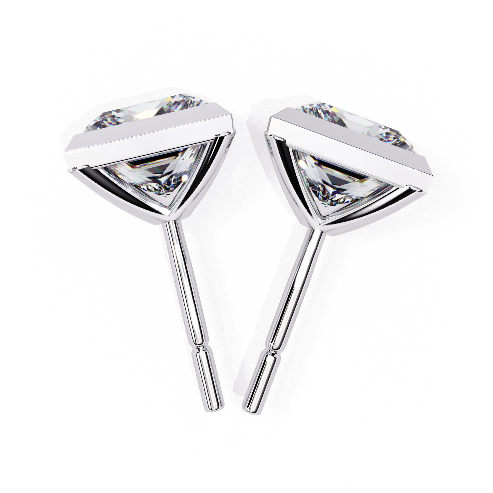 Princess cut Lab Diamond Bezel Set Earrings