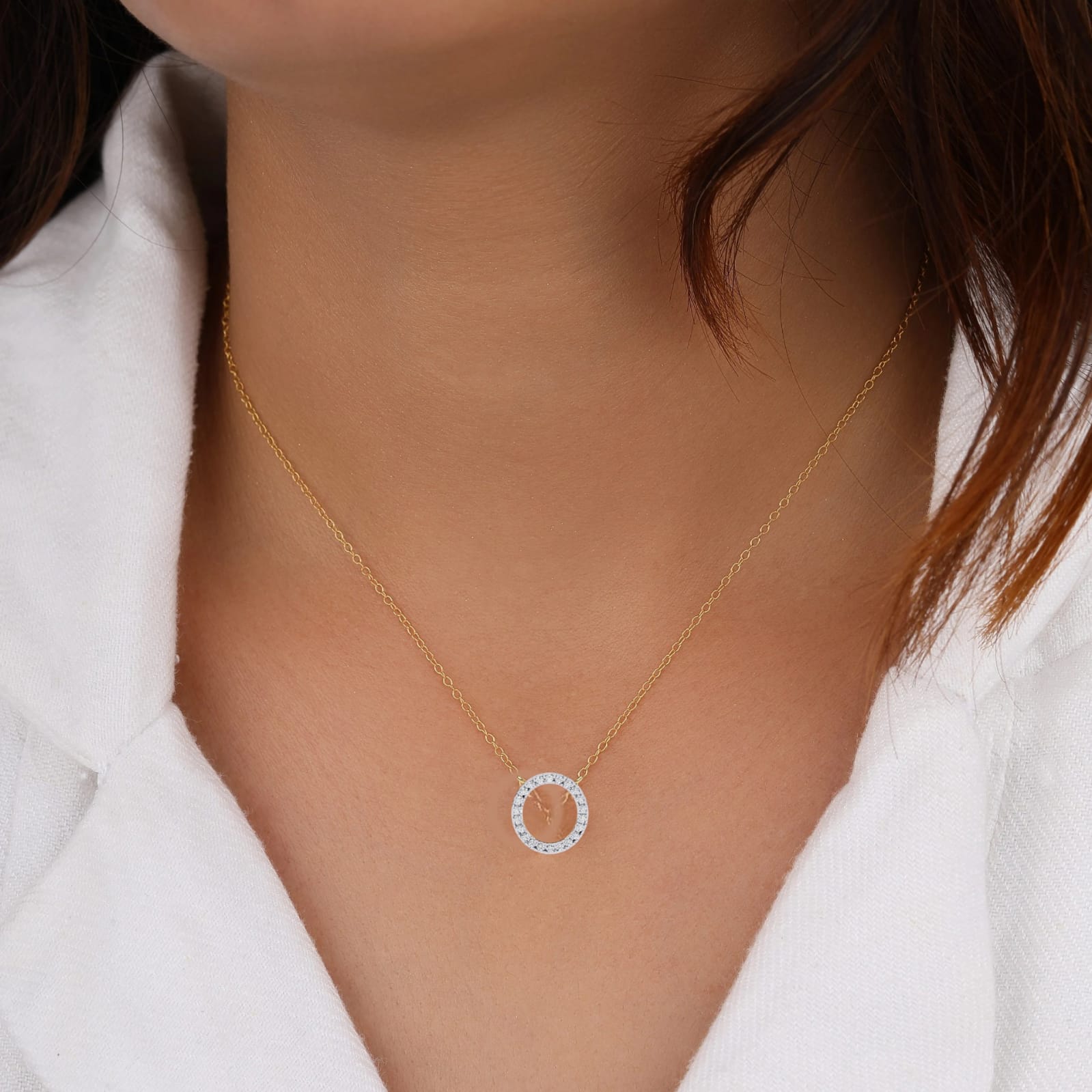 Round Cut Lab Diamond Circle Pendant