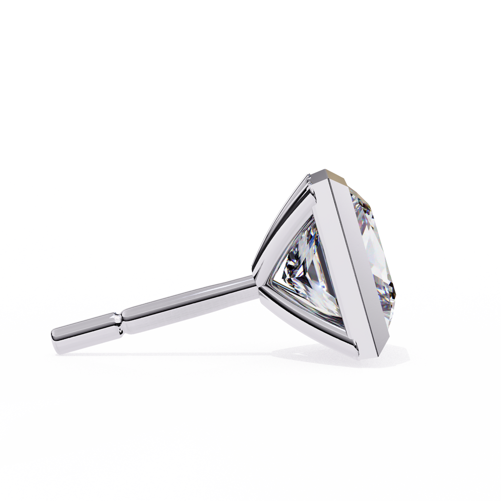 Princess cut Lab Diamond Bezel Set Earrings