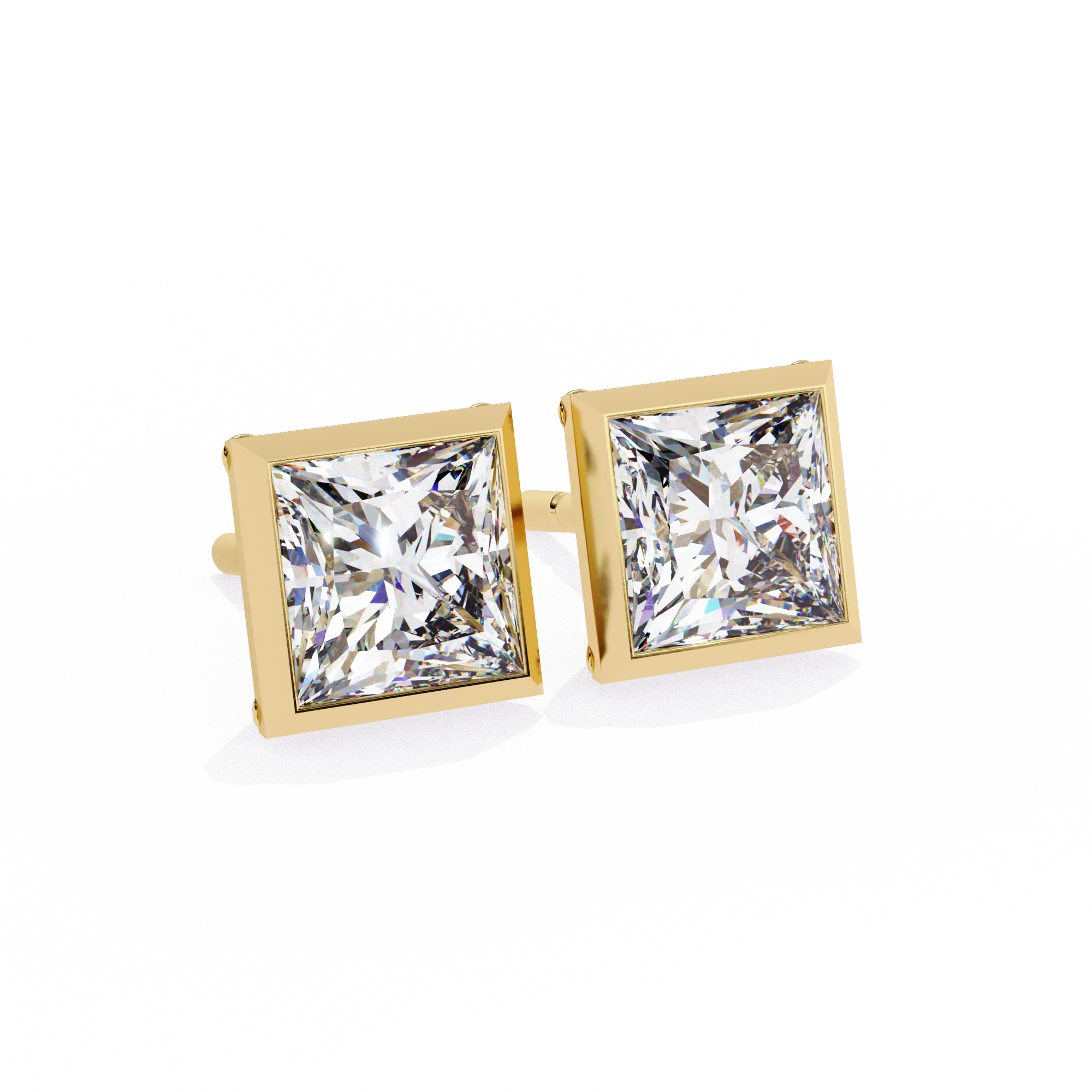 Princess cut Lab Diamond Bezel Set Earrings