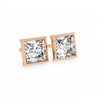 Princess cut Lab Diamond Bezel Set Earrings