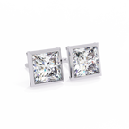 Princess cut Lab Diamond Bezel Set Earrings