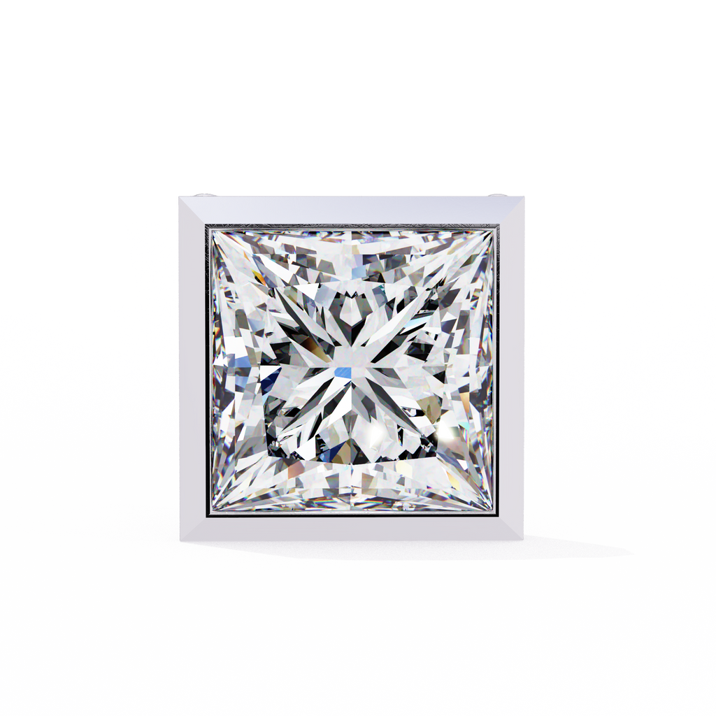 Princess cut Lab Diamond Bezel Set Earrings