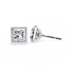 Princess cut Lab Diamond Bezel Set Earrings