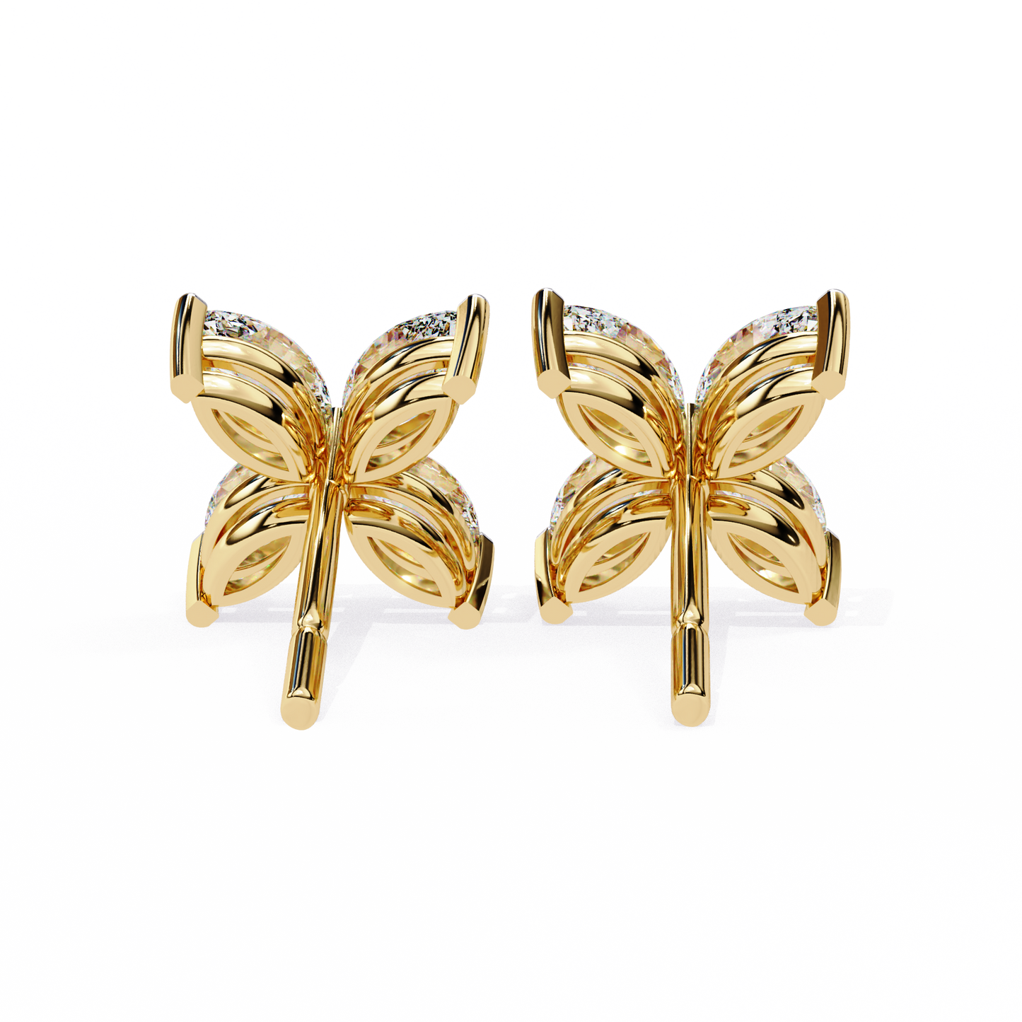 Marquise Cut Lab Diamond Floral Stud Earrings