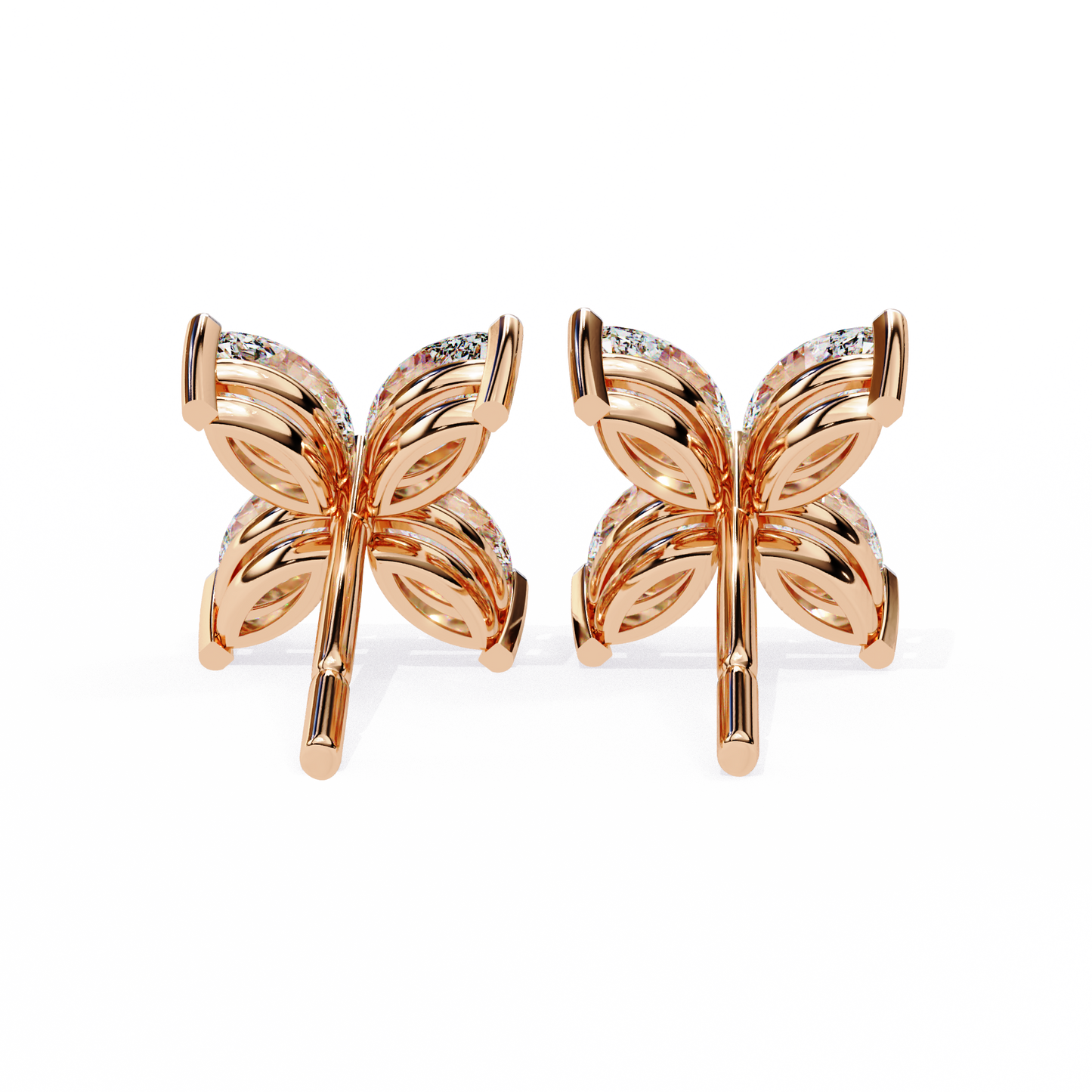 Marquise Cut Lab Diamond Floral Stud Earrings