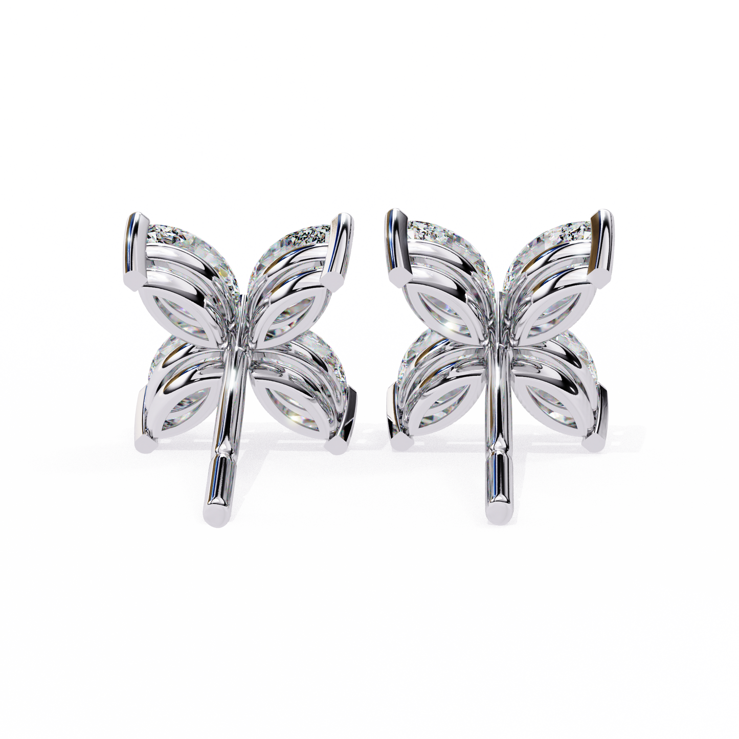 Marquise Cut Lab Diamond Floral Stud Earrings