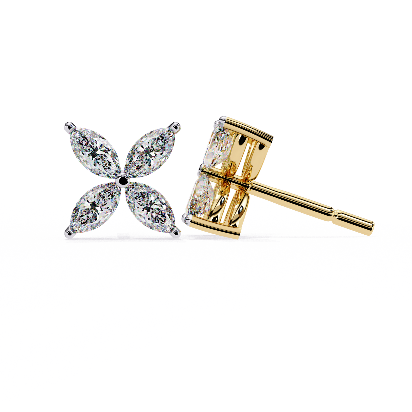 Marquise Cut Lab Diamond Floral Stud Earrings