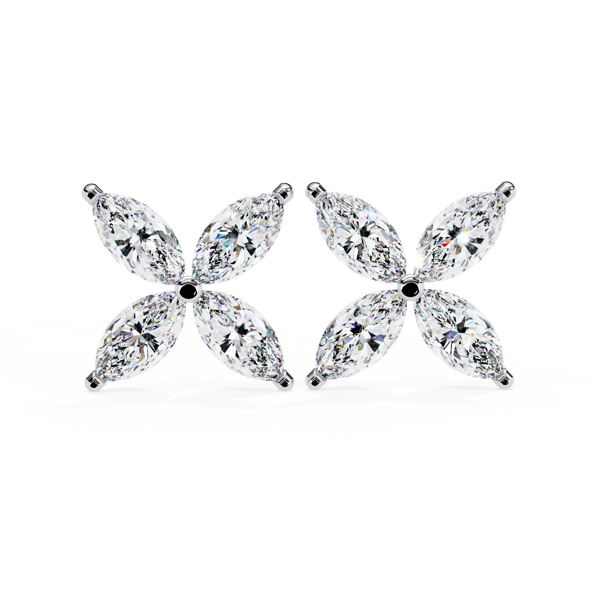 Marquise Cut Lab Diamond Floral Stud Earrings