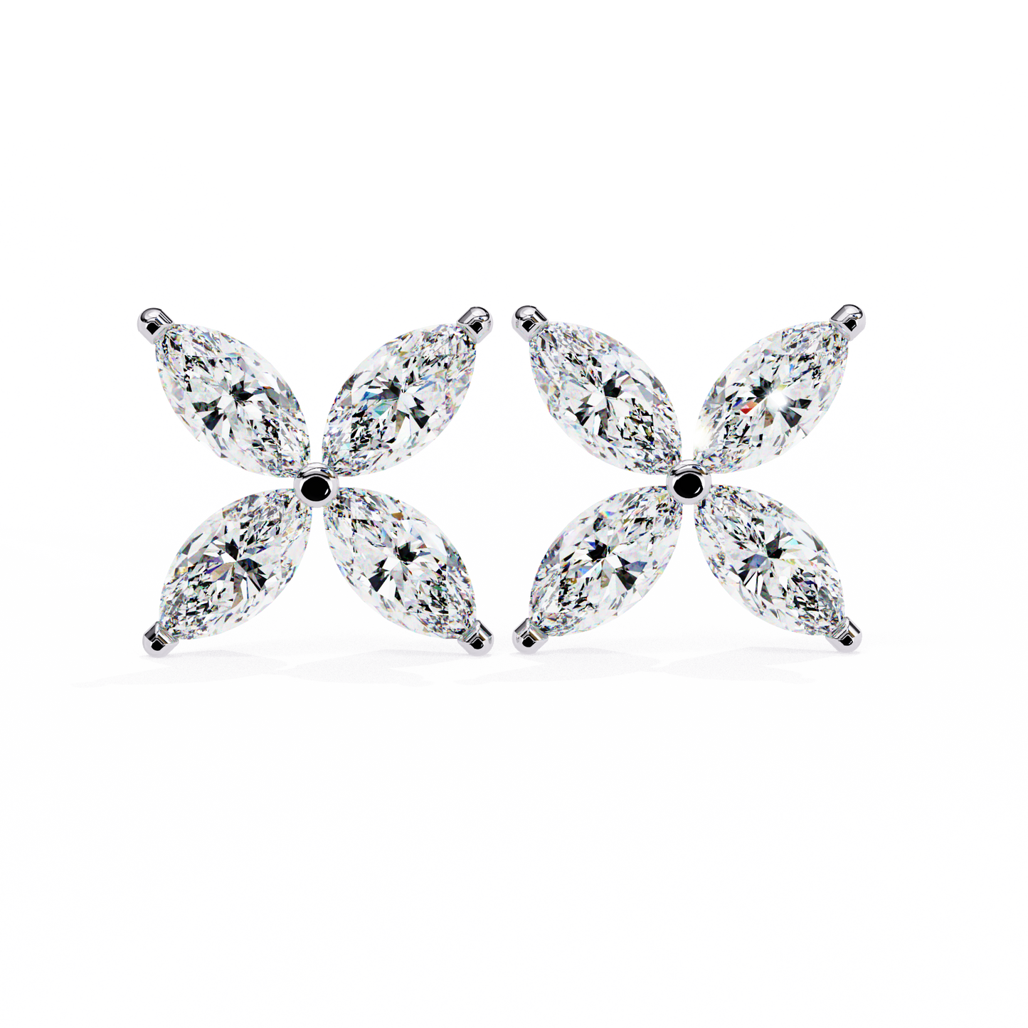 Marquise Cut Lab Diamond Floral Stud Earrings