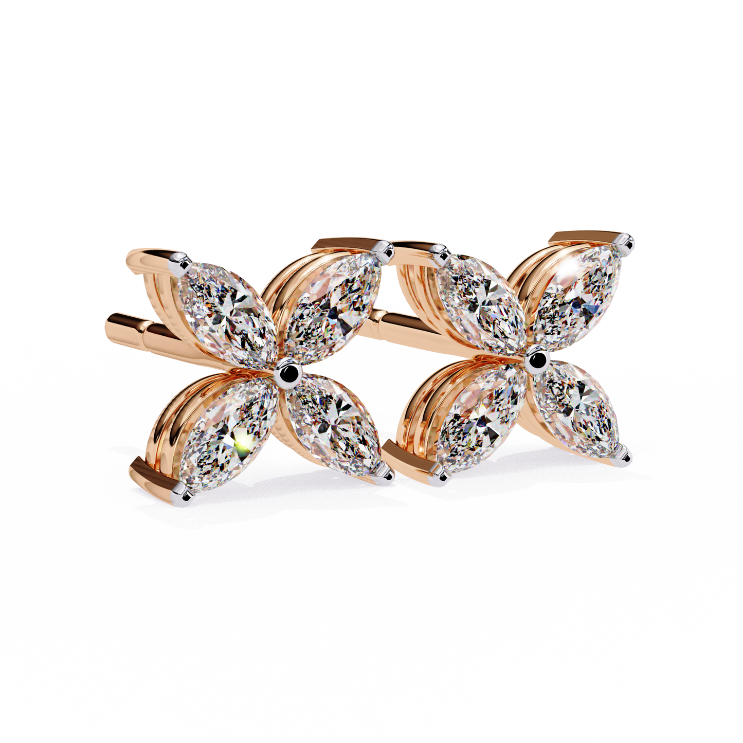 Marquise Cut Lab Diamond Floral Stud Earrings