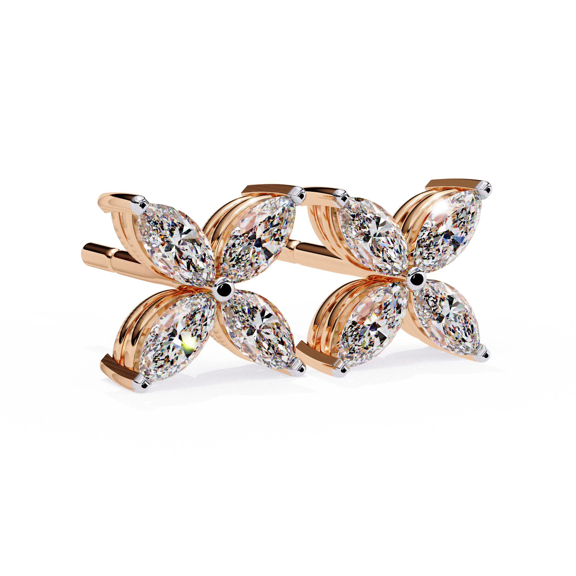 Marquise Cut Lab Diamond Floral Stud Earrings