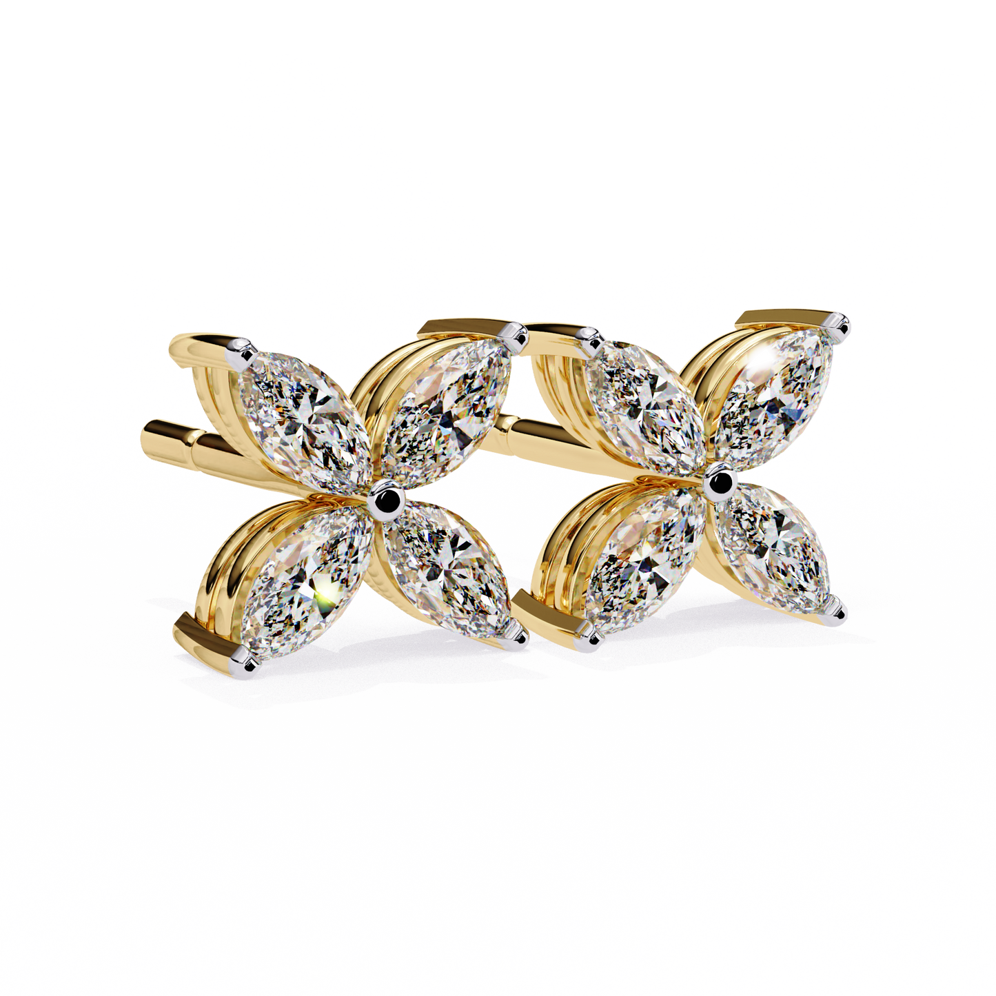 Marquise Cut Lab Diamond Floral Stud Earrings