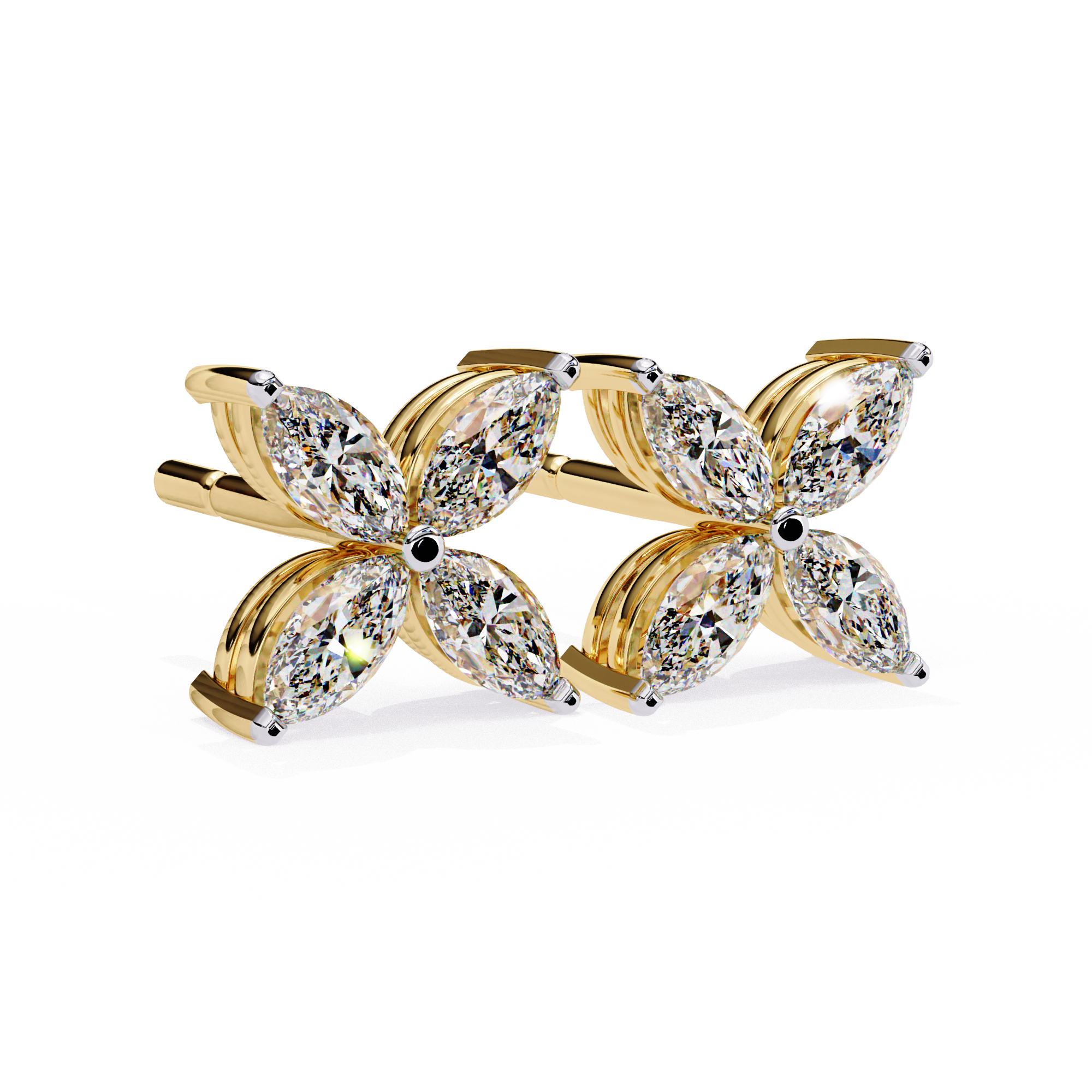 Marquise Cut Lab Diamond Floral Stud Earrings