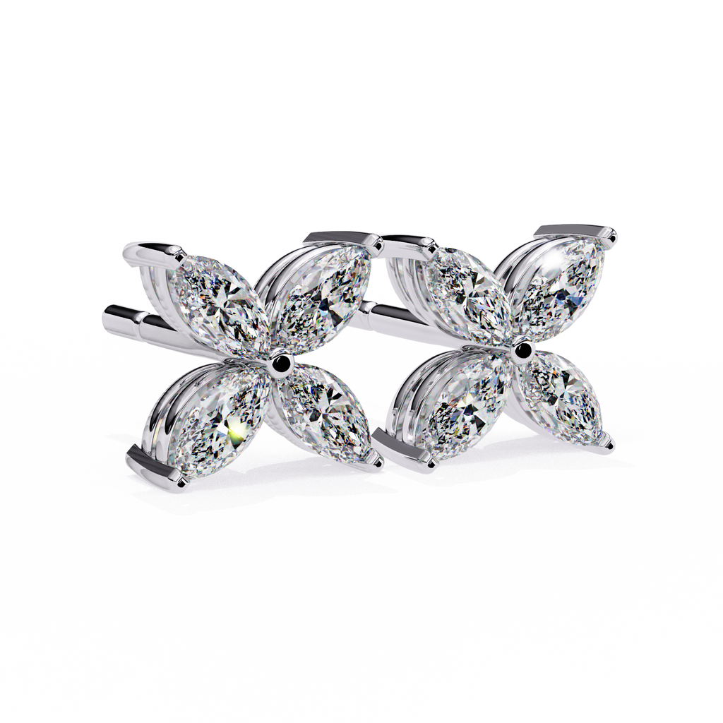 Marquise Cut Lab Diamond Floral Stud Earrings