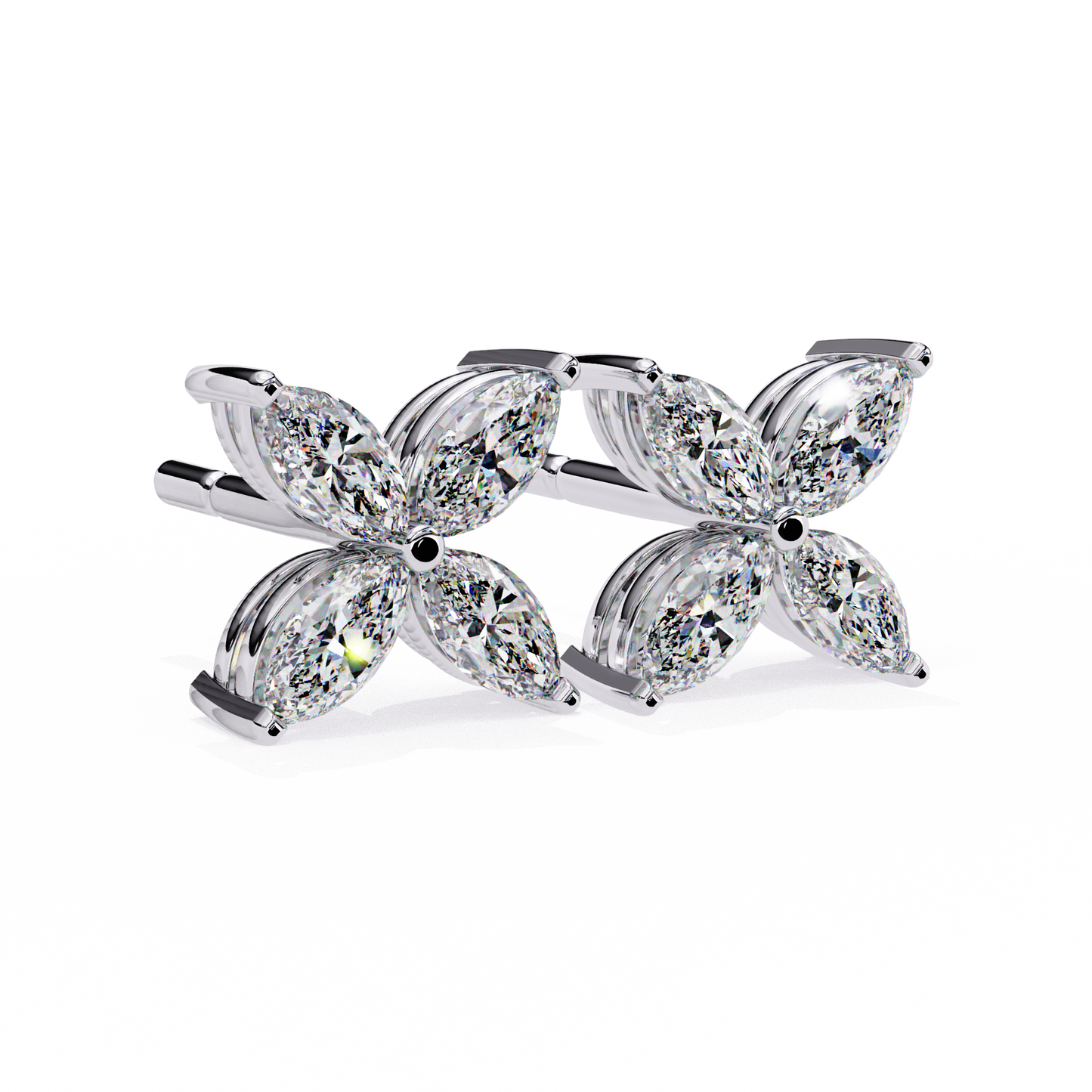 Marquise Cut Lab Diamond Floral Stud Earrings