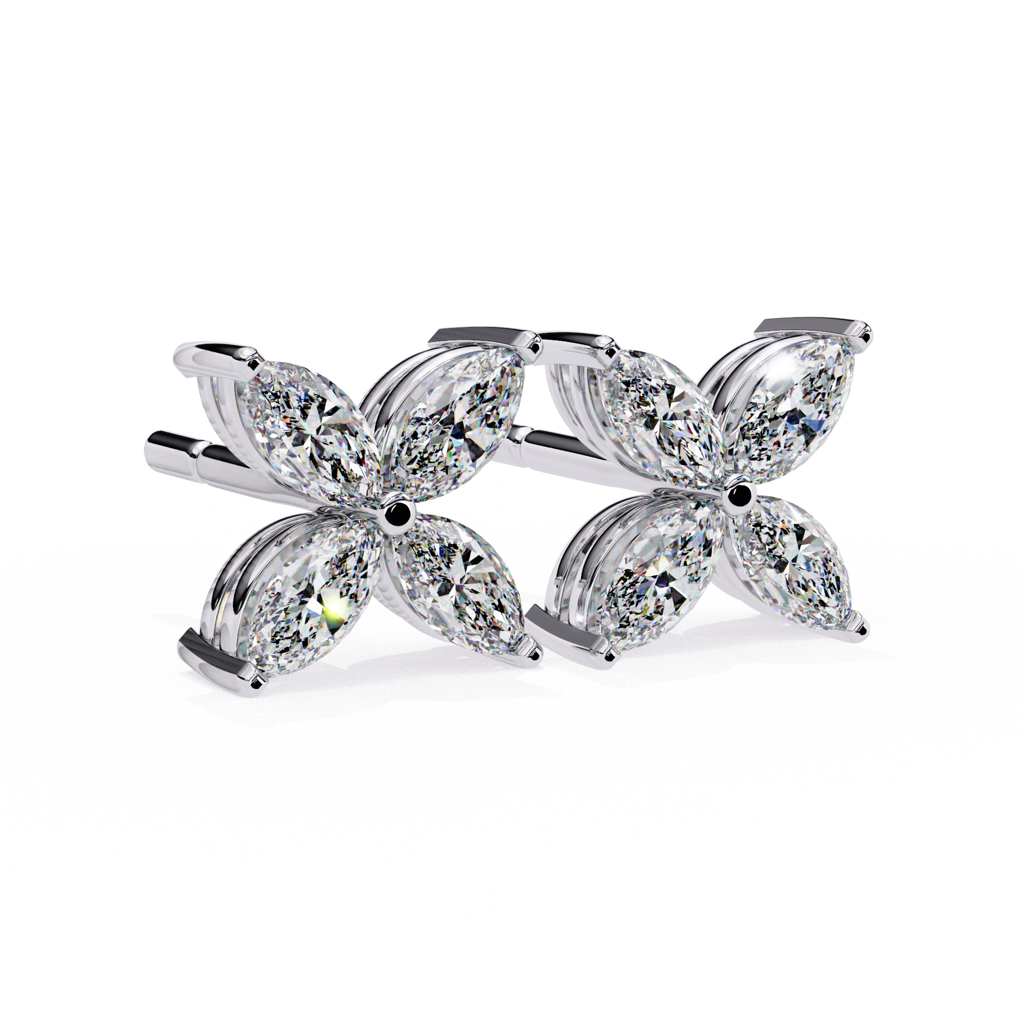 Marquise Cut Lab Diamond Floral Stud Earrings