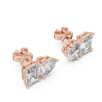 Heart And Emerald Cut Lab Diamond Stud Earrings
