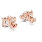 Heart And Emerald Cut Lab Diamond Stud Earrings