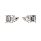 Heart And Emerald Cut Lab Diamond Stud Earrings