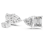 Heart And Emerald Cut Lab Diamond Stud Earrings