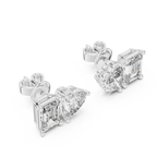 Heart And Emerald Cut Lab Diamond Stud Earrings