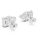Heart And Emerald Cut Lab Diamond Stud Earrings