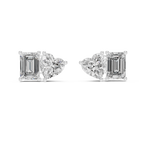 Heart And Emerald Cut Lab Diamond Stud Earrings