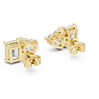 Heart And Emerald Cut Lab Diamond Stud Earrings