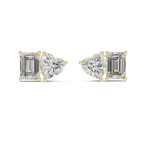 Heart And Emerald Cut Lab Diamond Stud Earrings