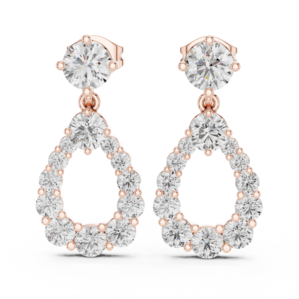 Lab Diamond Round Cut Fancy Drop Earrings