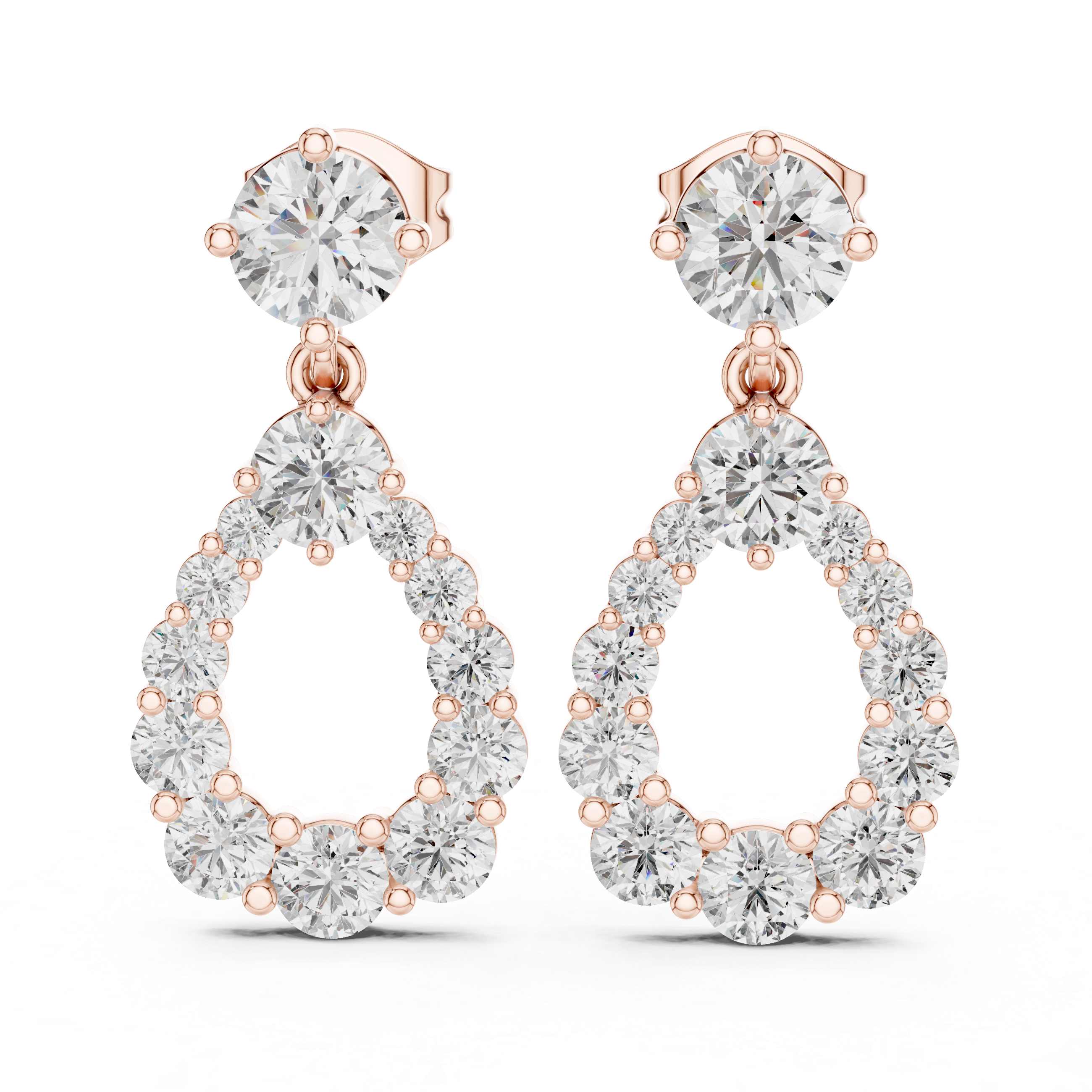 Lab Diamond Round Cut Fancy Drop Earrings
