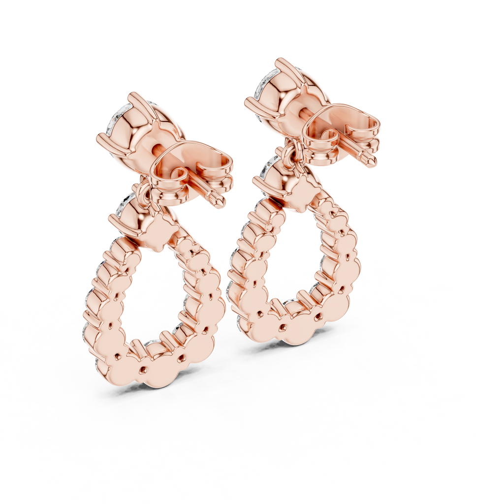 Lab Diamond Round Cut Fancy Drop Earrings