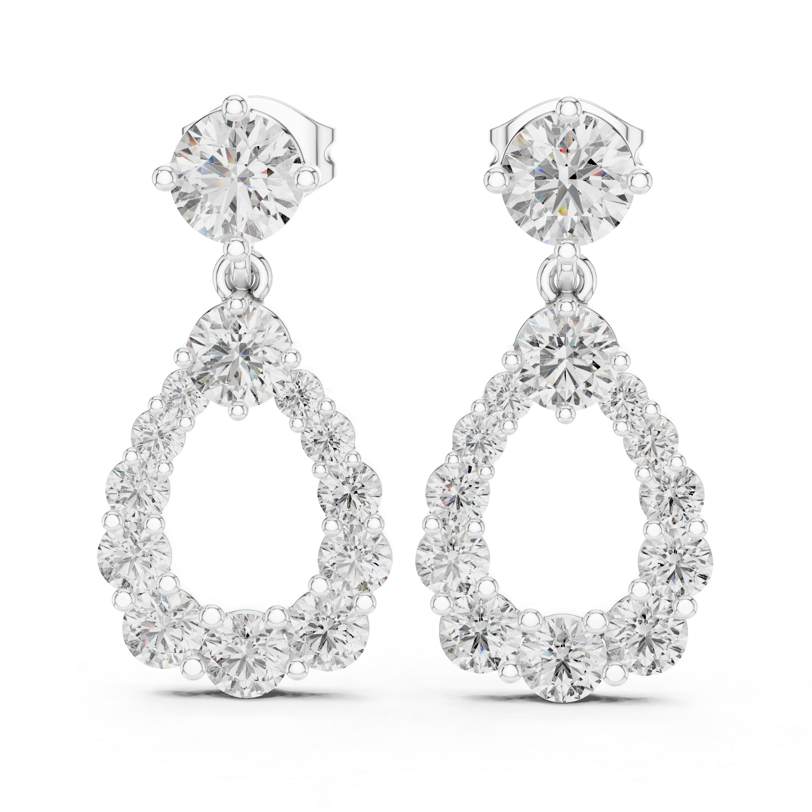 Lab Diamond Round Cut Fancy Drop Earrings