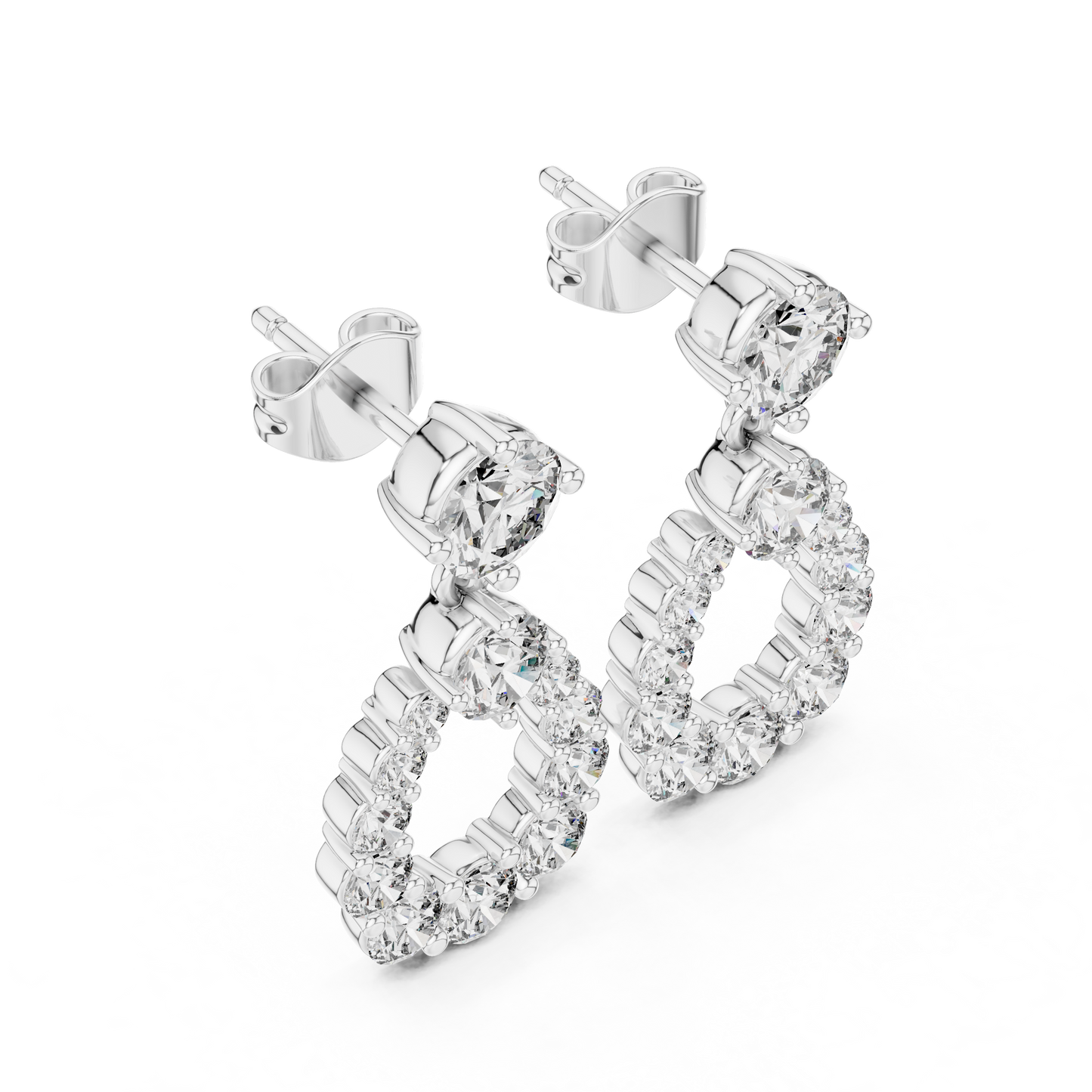 Lab Diamond Round Cut Fancy Drop Earrings