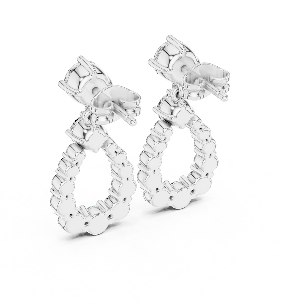 Lab Diamond Round Cut Fancy Drop Earrings