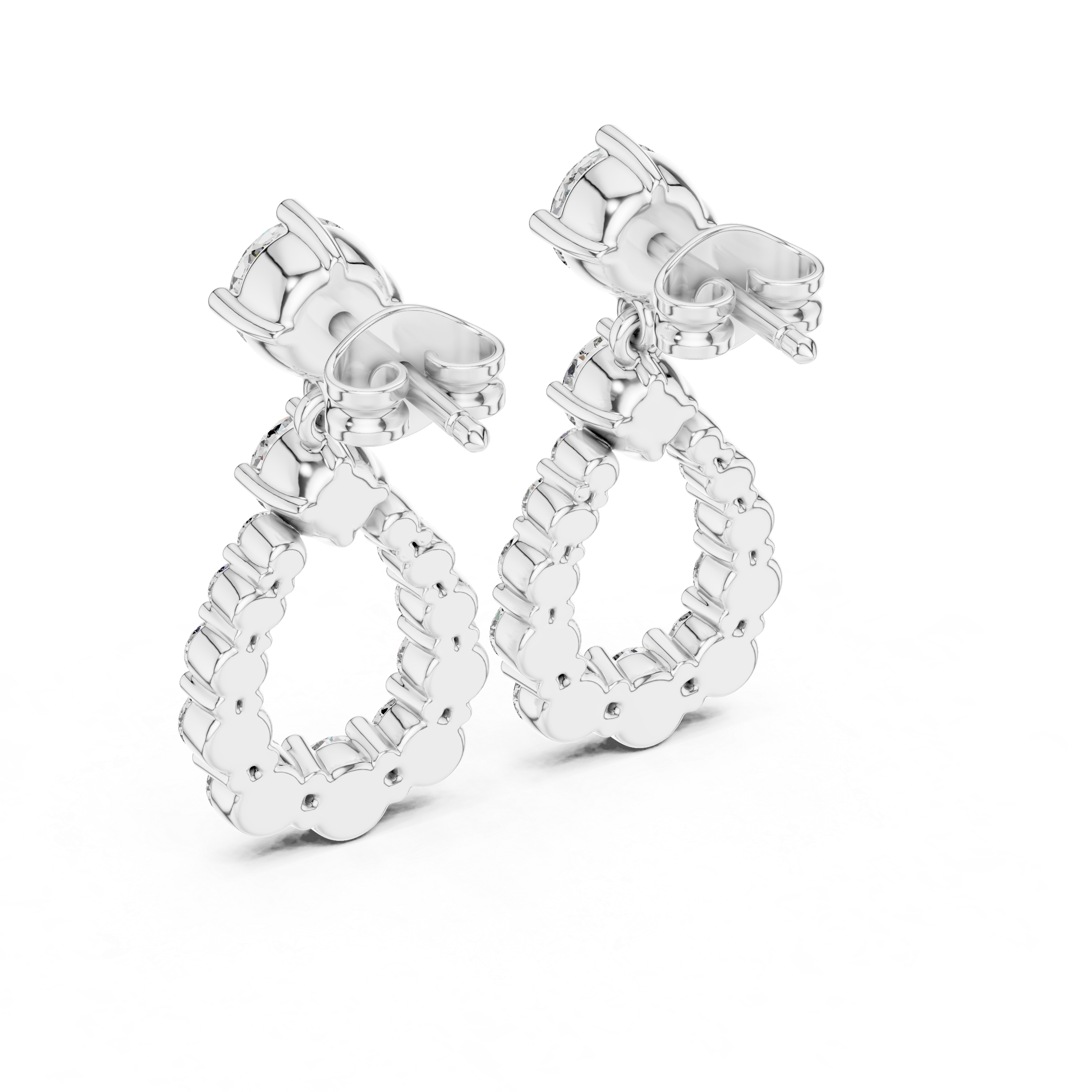 Lab Diamond Round Cut Fancy Drop Earrings