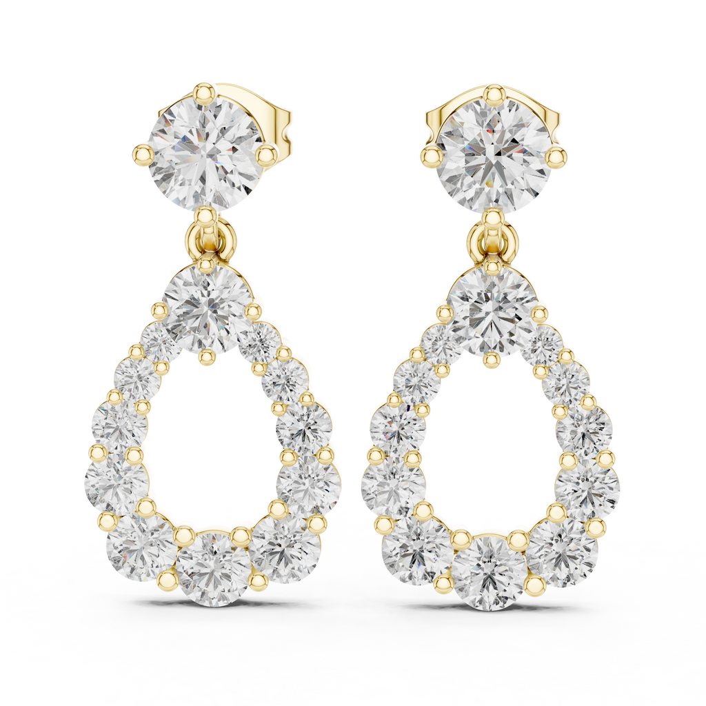 Lab Diamond Round Cut Fancy Drop Earrings