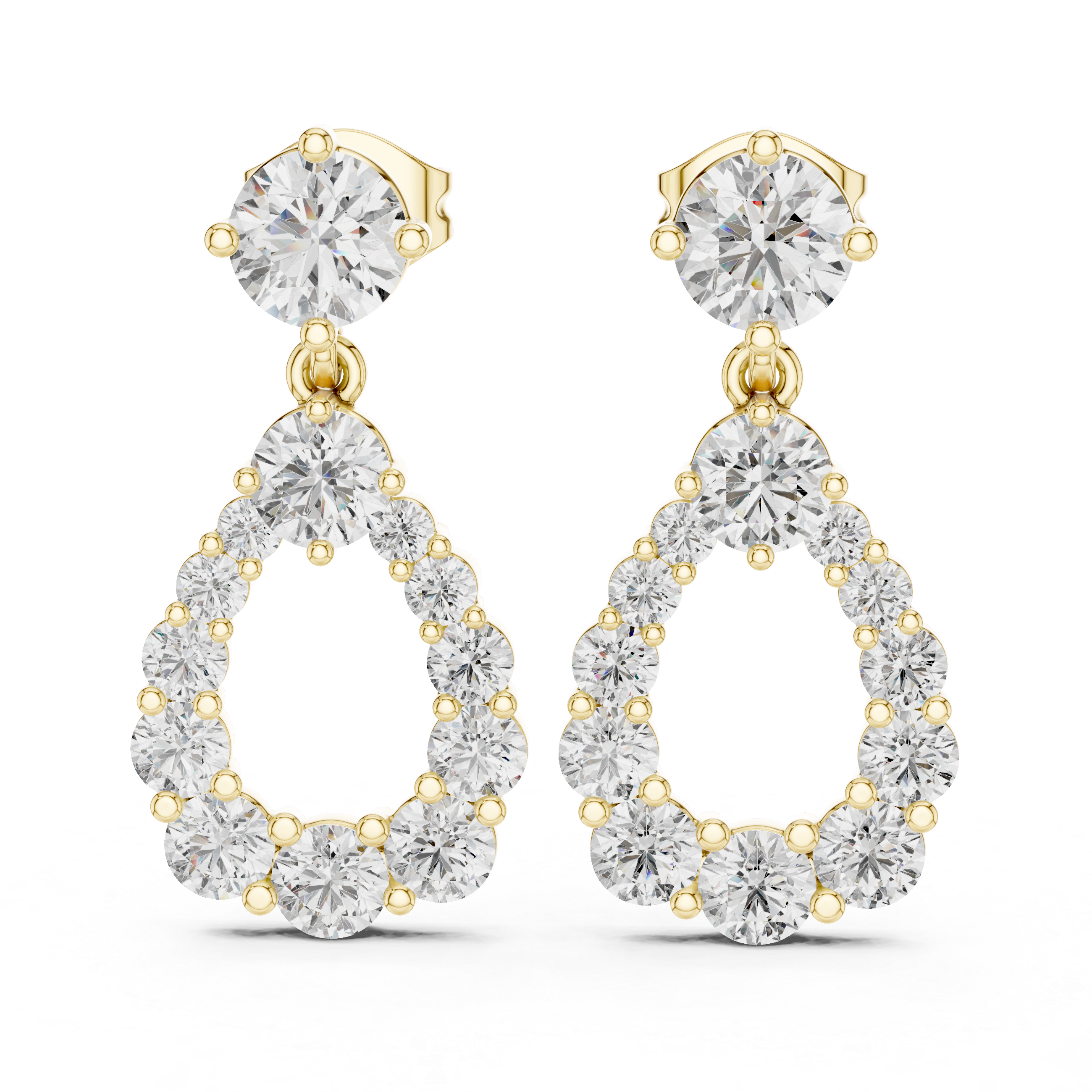 Lab Diamond Round Cut Fancy Drop Earrings