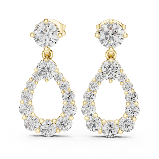 Lab Diamond Round Cut Fancy Drop Earrings