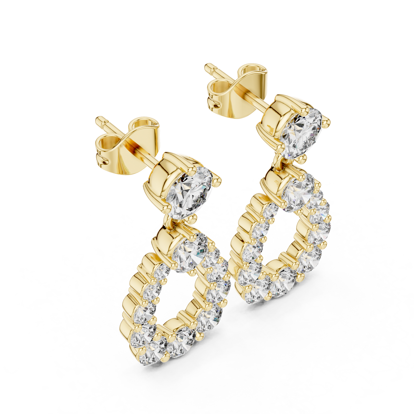 Lab Diamond Round Cut Fancy Drop Earrings